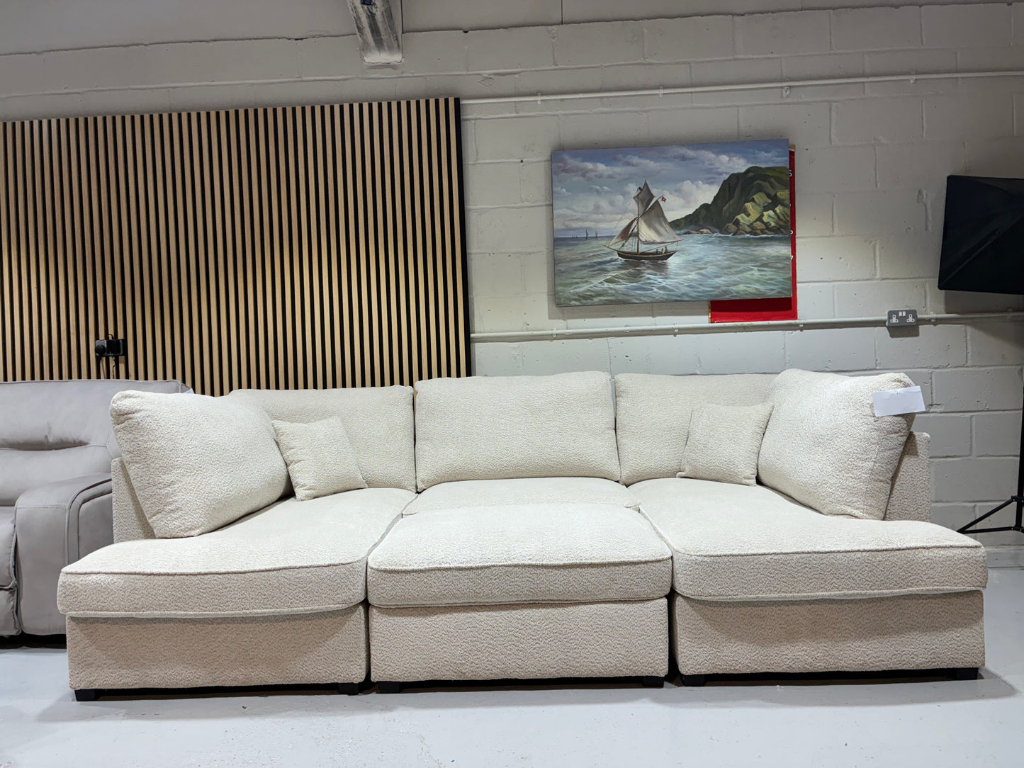 Hudson U Sofa with footstool in Boucle
