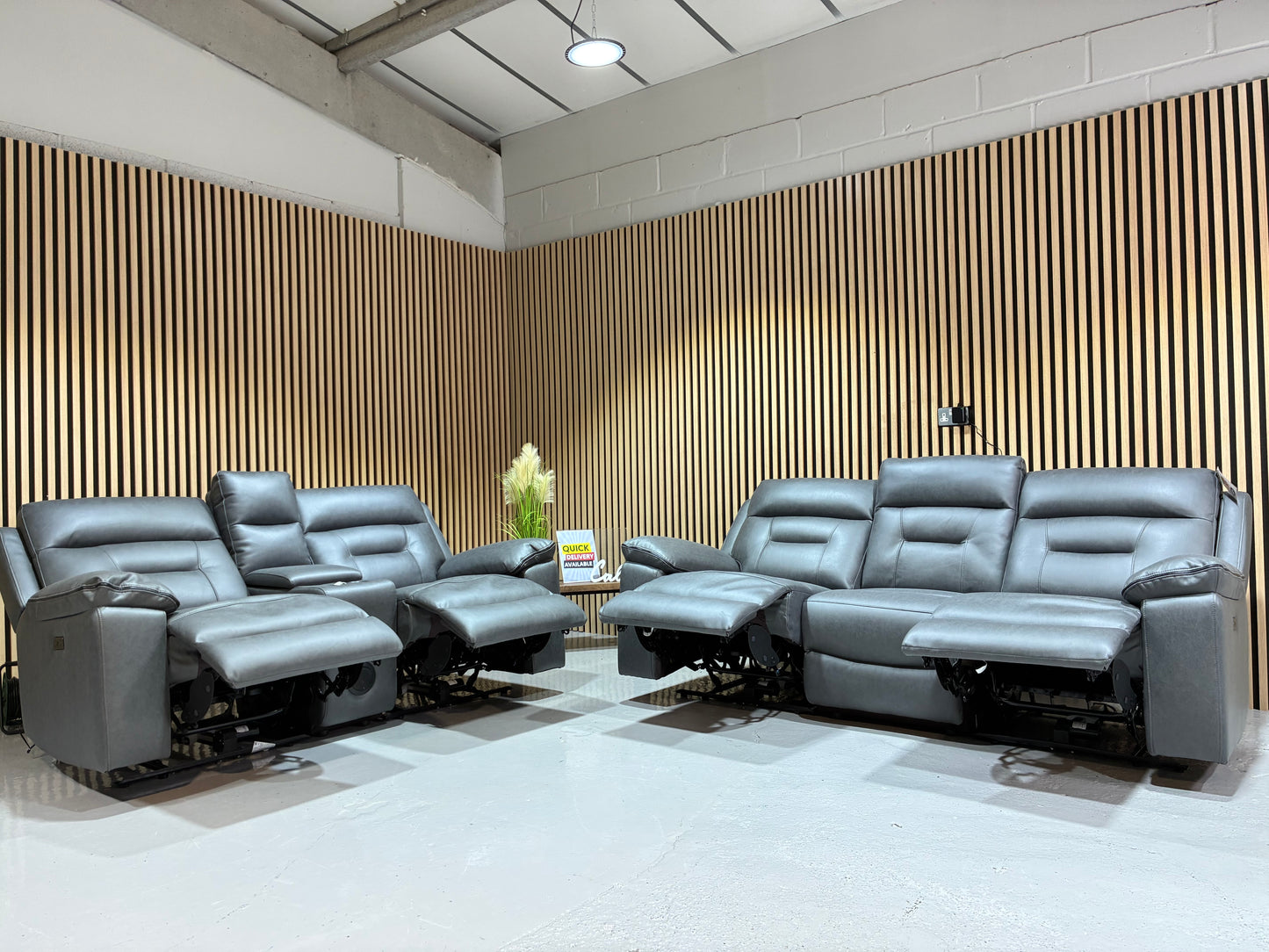 DFS New Braylan 2 Seater Music console and 3 Seater Power Recliner Set