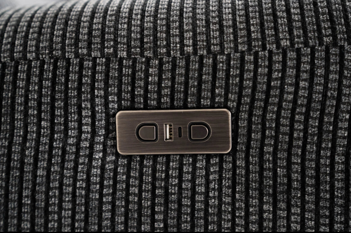 Oxford Grey Fabric Power Reclining Corner Sofa