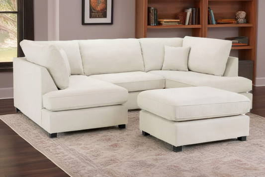 Hudson U Sofa with Footstool In Classic Fabric