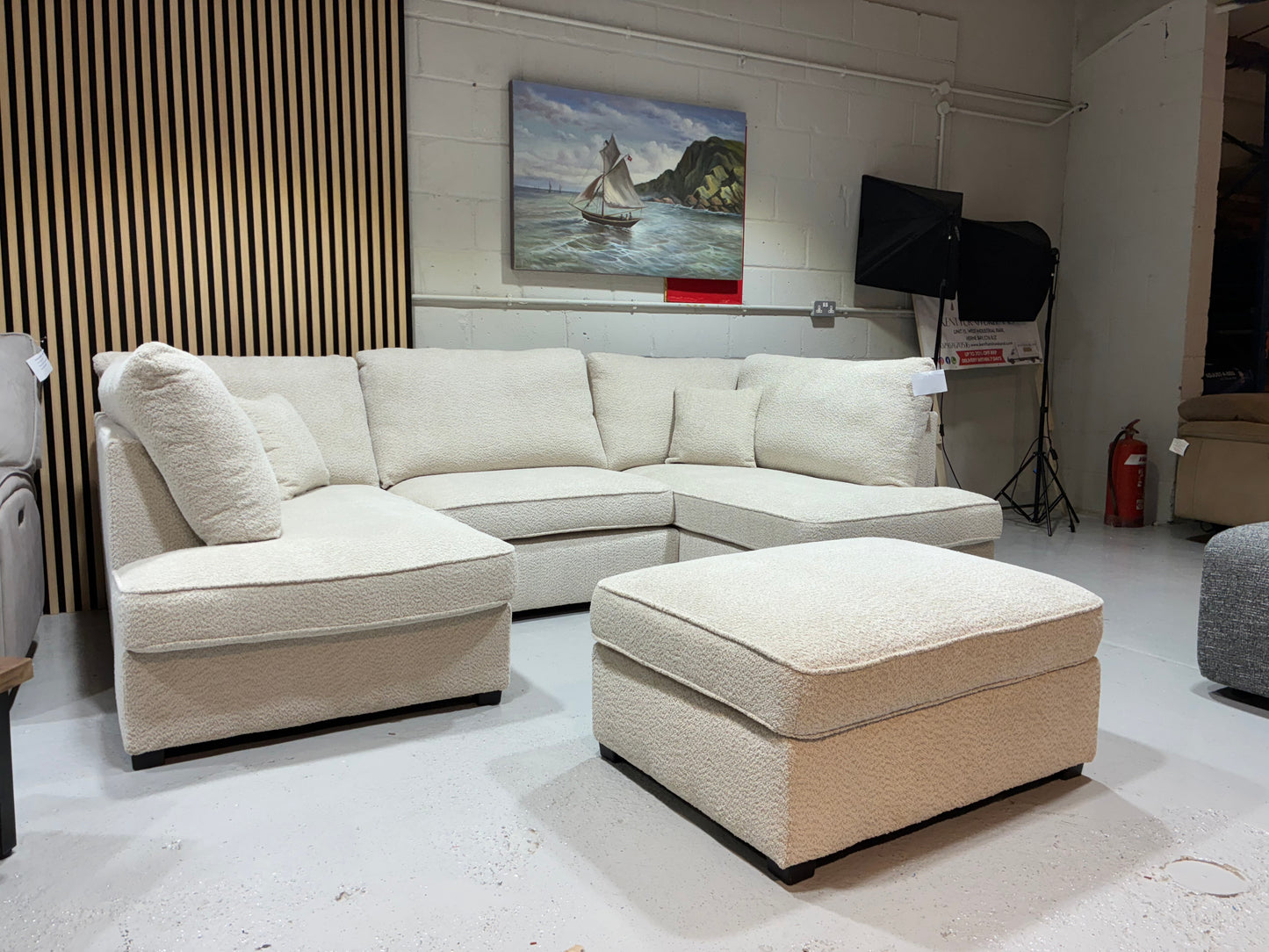 Hudson U Sofa with footstool in Boucle