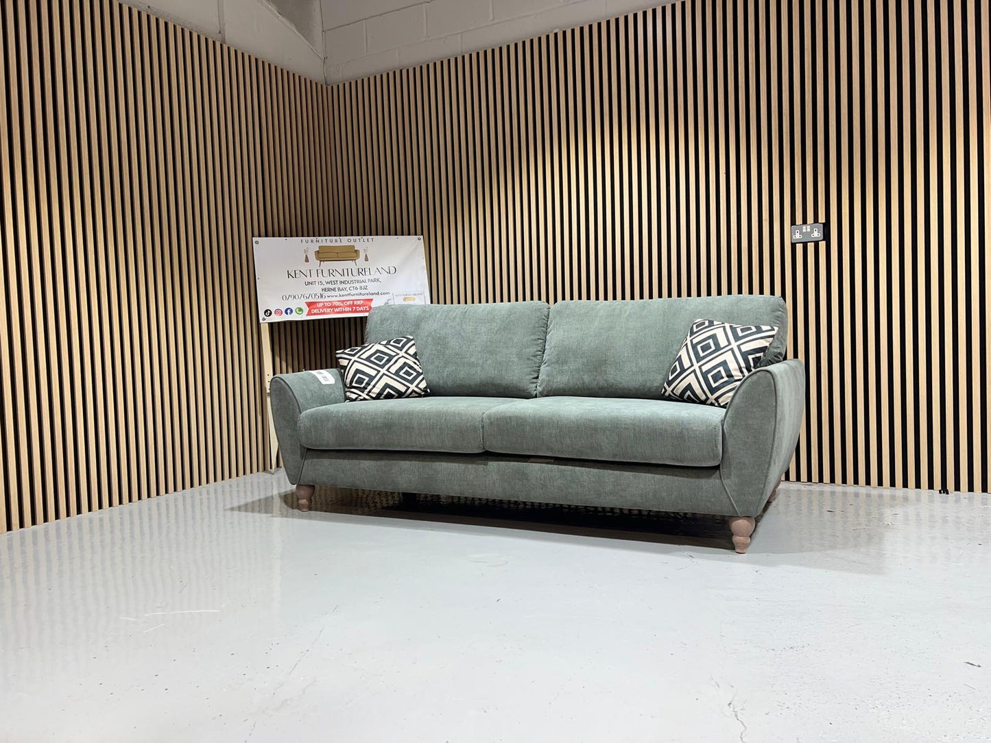 Oak Furnitureland Milner 3 Seater Graphite