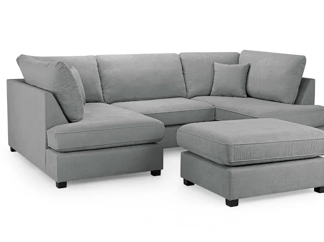 Grey Hudson U Sofa with footstool
