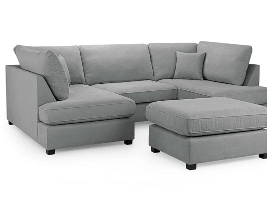 Grey Hudson U Sofa with footstool